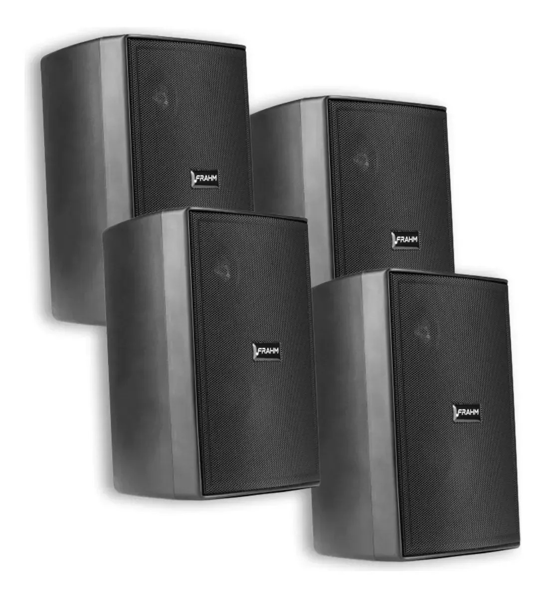 4 Caixas Som Ambiente Frahm New Ps200 C/ Suporte Cor Preto