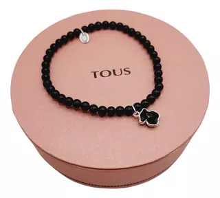 Pulsera Elastica Negra De Onix Bear Tous + Kit Gratis