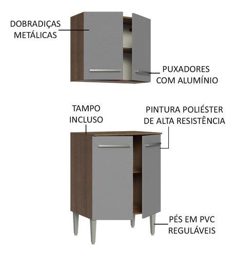 Cocina Integral Completa Modular Madesa Emilly 64cm Mg