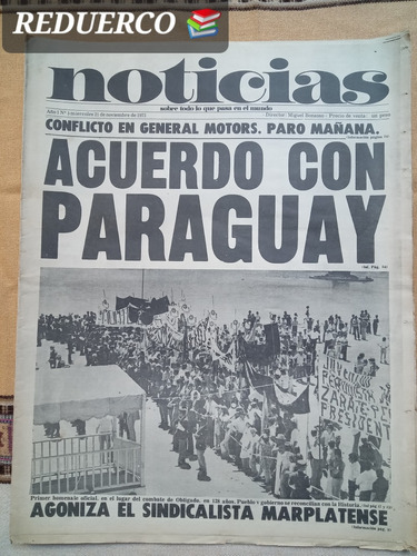 Diario Noticias N° 1 Miguel Bonasso Noviembre 1973 Perón Eva