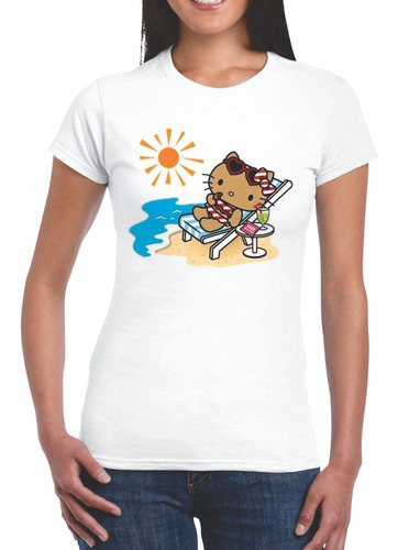 Playera Hello Kitty - Hello Kitty En La Playa - Dama Y Niña