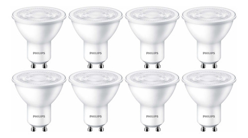 Imagen 1 de 4 de Pack 8 Philips Led Gu10 4-50 Watts Dicroico Calido O Frio
