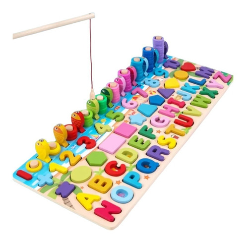 Imagen 1 de 5 de Juego Educativo Abaco Letras Numeros Figuras En Madera Niños
