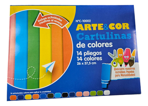 Cartulina De Colores 14 Pliegos 14 Colores 26 X 37,5 Cm