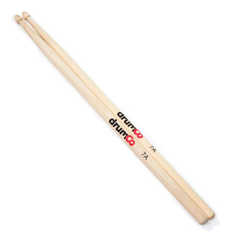 Baqueta Punta De Madera 7a Dr-7a Drumco Color Natural Tamaño 2.8x1.4x39.4