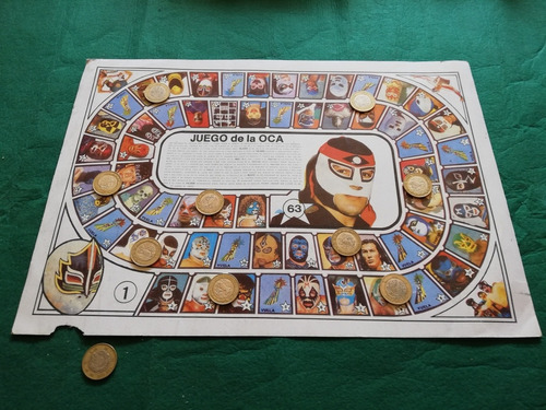 Vintage Juego De Mesa De Cartón La Oca Luchadores 