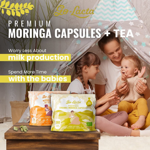 Go-lacta Paquete Orgánico Cápsulas Y Té De Moringa 180+16
