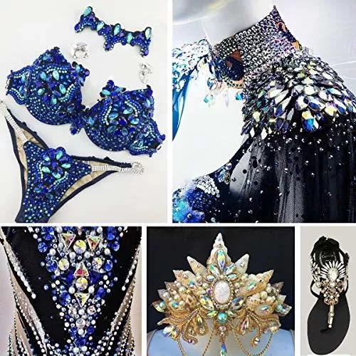 DONGZHOU 75pcs Sew On Rhinestones Crystal AB Sewing Rhinestones Oval  Flatback Stone with Holes Sewing Stones Beads for Costume, Clothes,  Garments