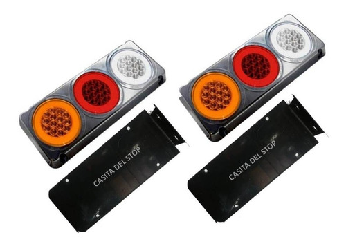 Stop Led Triple Camión Turbo Plano Neon Base Negra Juego