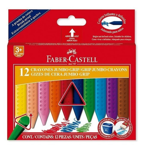 Crayones Grip Jumbo Triangular X 12 Faber Castell