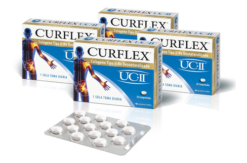 Curflex Colágeno Artrosis 30 Comprimidos X 4 Cajas