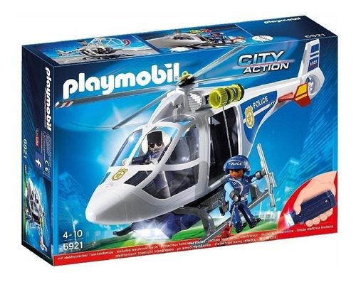 Playmobil 6921 Helicoptero De Policia Con Luces Orig Intek