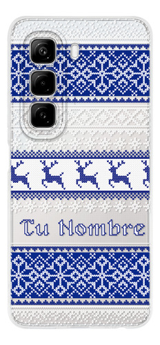 Funda Para Infinix Ugly Sweater Navideño Azul Con Tu Nombre