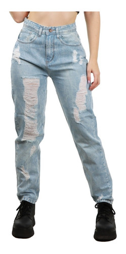 Jean Mom Con Roturas De Mujer- Talles Grandes