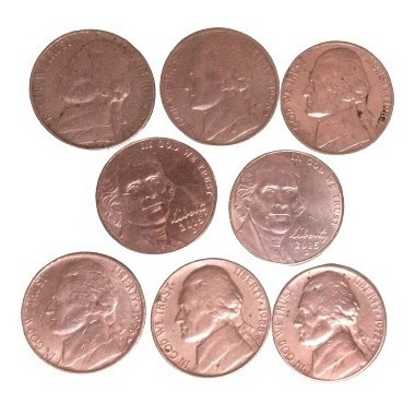 Monedas Jefferson Níquel Varios Años Juego De 8