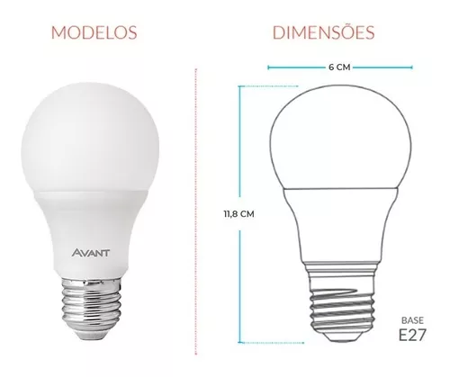 Lampada Led Pera Avant E27 12W Bivolt 6500K Luz Branca