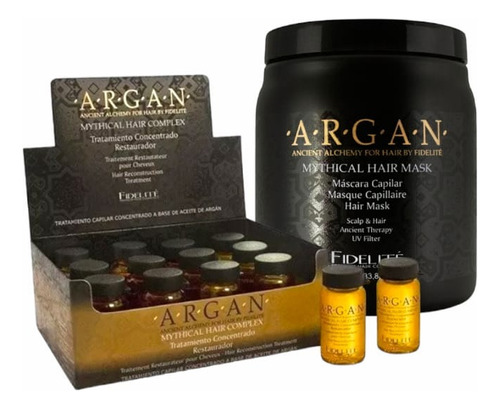 Kit Argan Mythical Mascara 1k + 12 Ampolla - Nutre + Hidrata
