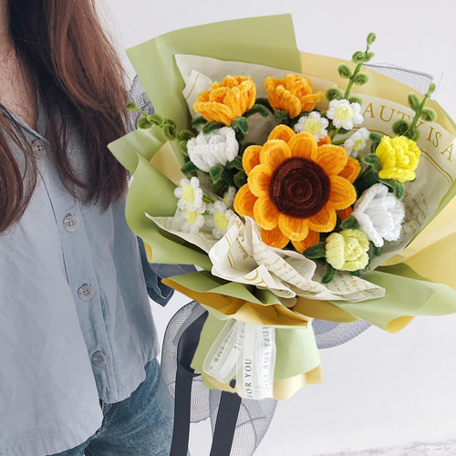Bouquet De Flores Tejidas De Felpa Simulada, Conjunto De