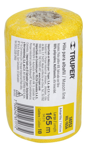 Hilo Para Albañil 165 M Amarillo Truper 14052 Hil-165a