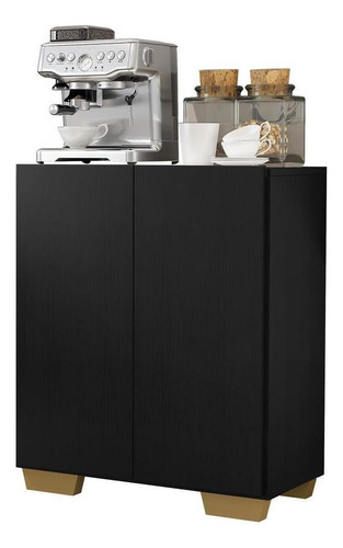 Aparador Buffet 2 Portas Veneza Multimóveis V3610 Cor Preto/Natural