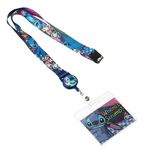 Stitch Lanyard With Retractable Card Holder Multi Color