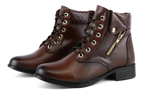 Bota Feminina Cano Curto Café Fivelas Inverno 2019 Oferta | Mercado Livre