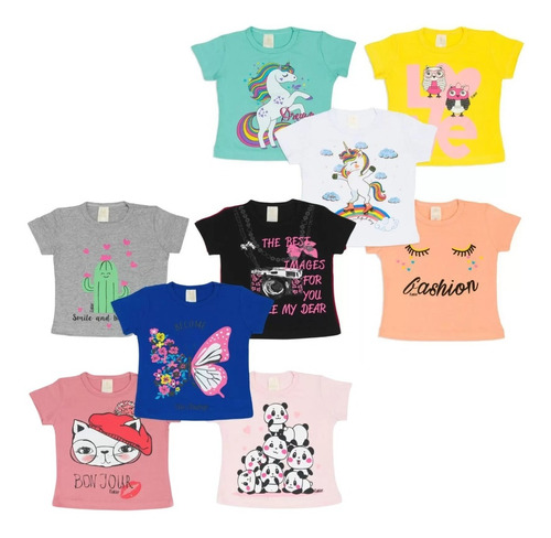 Kit 3 Remeras De Niña Del 4 Al 16 Blusas Estampadas Surtida 