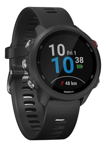 Imagen 2 de 5 de Smartwatch Garmin Forerunner 245 Music 1.2" caja 42.3mm de polímero reforzado con fibra negra, malla black de silicona y bisel negro