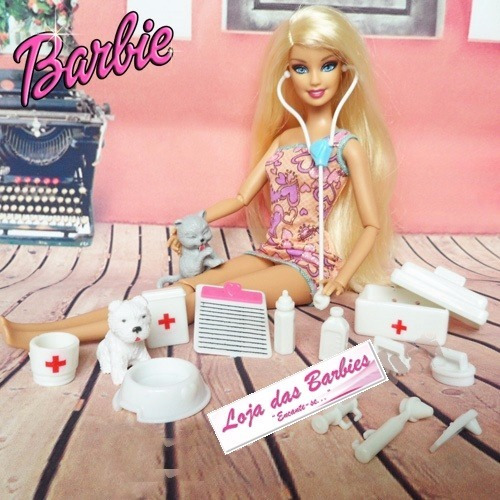 Kit Médica Veterinária Para Boneca Barbie 15 Acessórios Pet