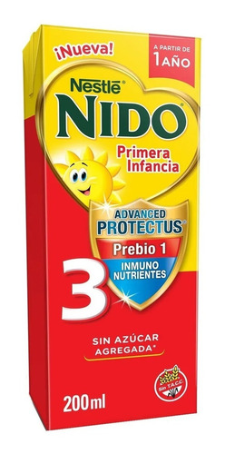 48un Líquida Nestlé Nido 3 En Brick 200ml A Partir 12 Meses