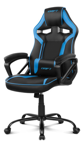 Silla de escritorio Drift DR50 gamer ergonómica negra y azul con tapizado de cuero sintético