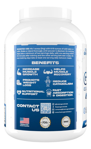Iso Genetic Fusion Genetic Lab 2278g 67 Porciones Sabor Vainilla