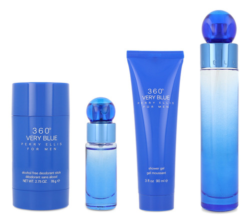 Set 360° Very Blue Perry Ellis 4pz 100ml Edt Spray