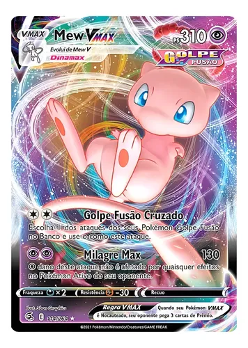 Carta Pokémon Ultra Rara Mew Vmax Lendário Golpe Fusão | MercadoLivre