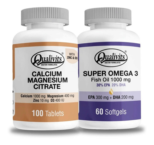 Calcio Magnesio Zinc Vitamina D3 + Super Omega 3 - Qualivits