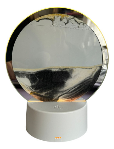 Lampara Led De Arena Dinamica 3d Velador De Mesa Usb Pilas Estructura Blanco Pantalla Negro