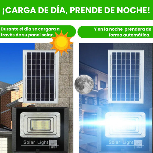 Reflector Led Panel Solar 30w Luz Ajustable Ip67 Control Carcasa Negro Luz Blanco frío