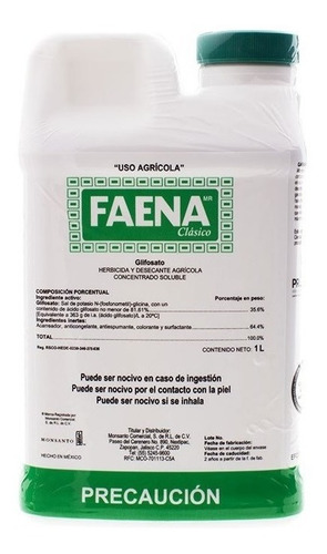 Faena 1lt Clasica Herbicida Control Malezas Hierba Glifosato