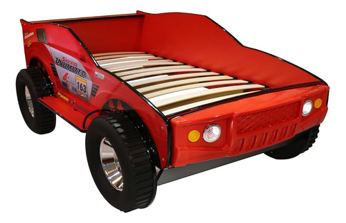 Base De Cama Individual Hmfule Forma De Carro C/ruedas Rojo