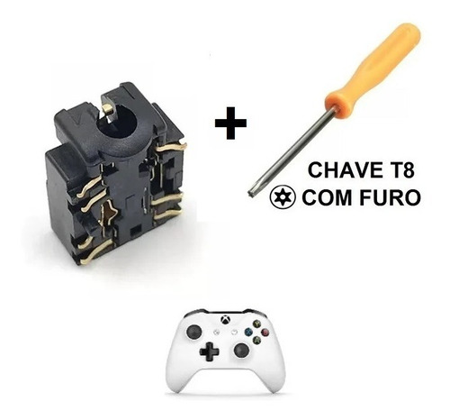 2x Conector Para Fone Headset Controle Xbox One + Chave T8