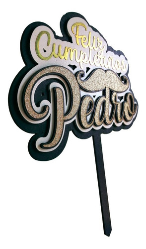Cake Topper 3d Glitter Personalizado Para Pastel Caketopper