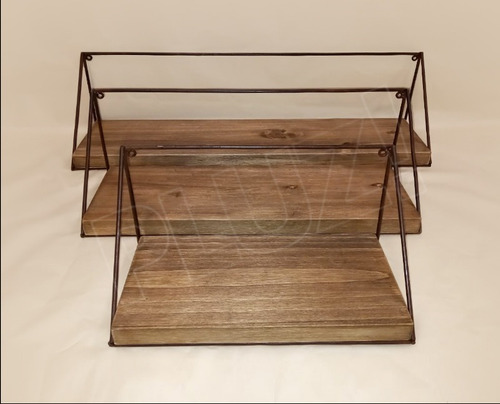 Estante Industrial Vintage 40cm Madera Y Hierro Óxido