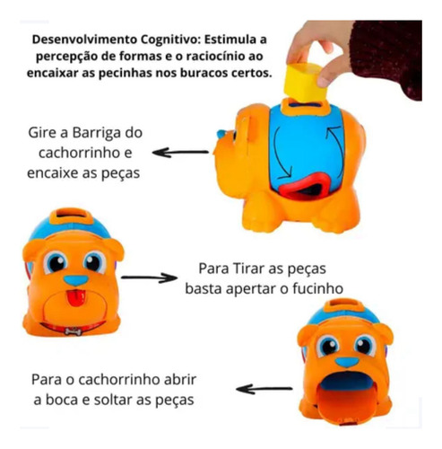Brinquedo Cachorro Encaixar Peças Bebês Didático Aprender