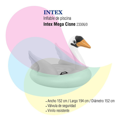 Imagen 2 de 6 de Mega Cisne Inflable Intex 194x152x147cm - 56287