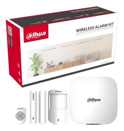 Kit De Alarma Inalámbrico Dahua Con Conexión Wifi Y Ethernet Monitoreo Por App / Incluye Panel Wifi Ethernet; Un Sensor De Movimiento; Un Contacto Magnético; Un Control Remoto