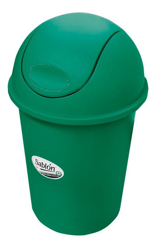 Bote De Basura 45l Tapa Balancín Curvo Color Verde