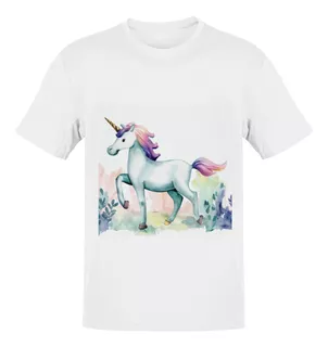 Camiseta Aqua Peluche Aquarela Unicórnio Masculina