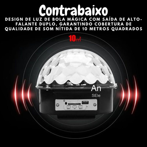 Globo Colorido Meia Bola Maluca Rgb Led Bluetooth Laser