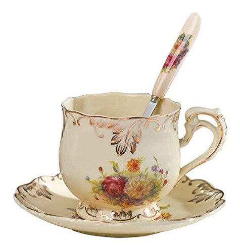 Jgo Tazas/ Plato/ Cucharita Té Flores 1 Set