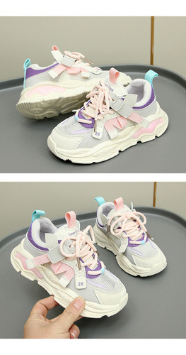 Zapatillas Niños Malla Simple Color Blocking Casual Running